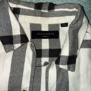 All Saints Black and White Plaid Dress Shirt